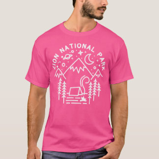 T-shirt Parc national de Zion Chemise Camping Line Art Ran
