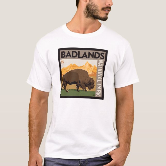 T-shirt Parc national des Badlands | Buffalo (Devant)