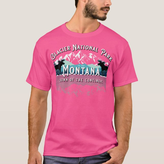 T-shirt Parc national des Glaciers Montana Moose Randonnée (Devant)