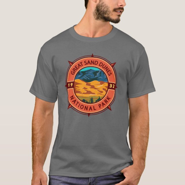 T-shirt Parc national des grandes dunes de sable Retro Com (Devant)