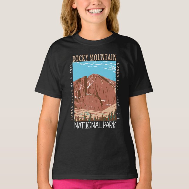 T-shirt Parc national des Rocheuses Longs pic en état de d (Devant)