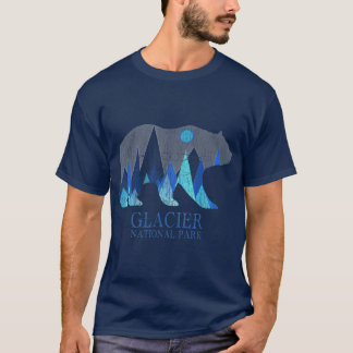 T-shirt Parc national du Glacier Retro Grizzly Bear Glacie
