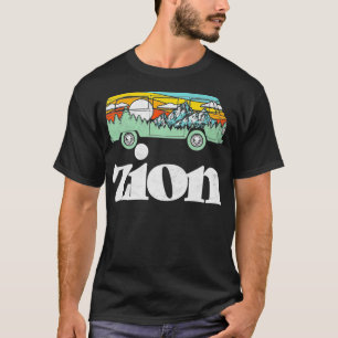 T-shirt Parc national Retro Zion Hippie Van Mountains Gra