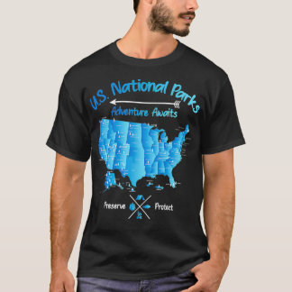T-shirt Parc national vintage 63 US National Parks Carte