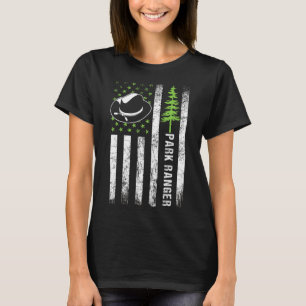 T-shirt Parc Rétro Ranger Drapeau Usa Amérique Forêt Natur