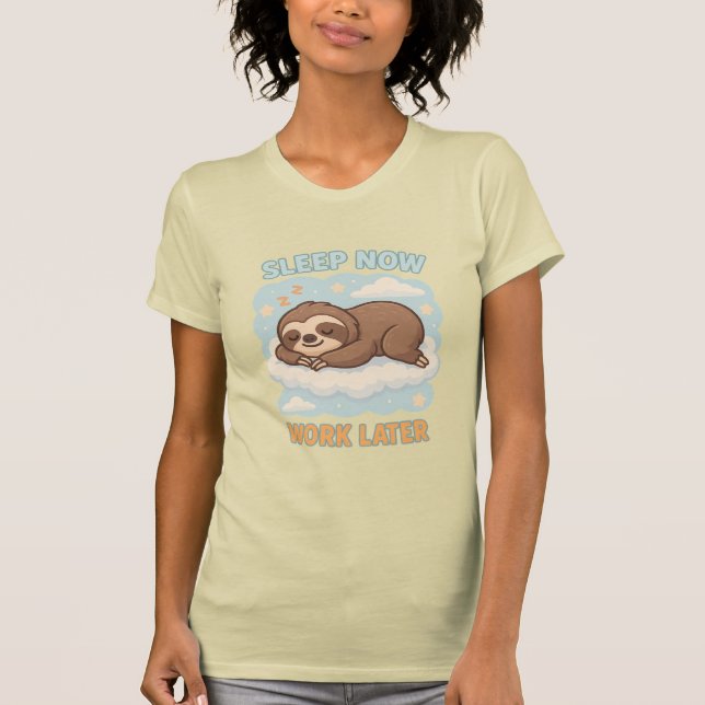 T-shirt Parcelle couchée mignonne sur le nuage avec devis (Devant)
