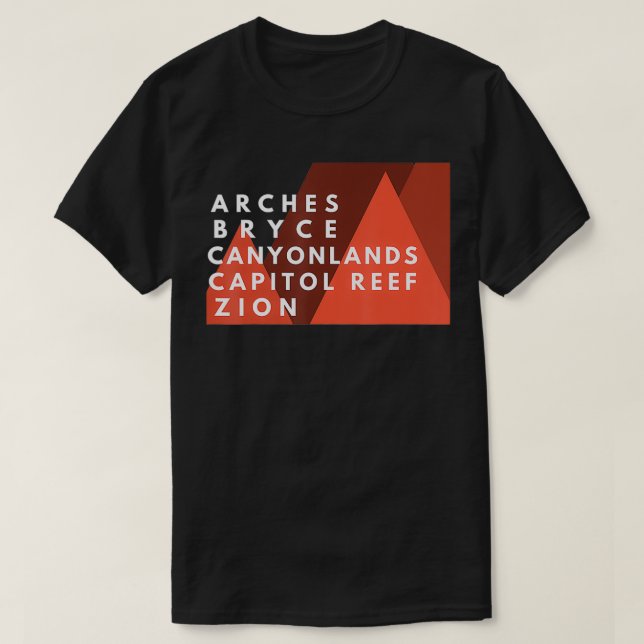 T-shirt Parcs nationaux de l'Utah Le Puissant Cinq Souveni (Design devant)