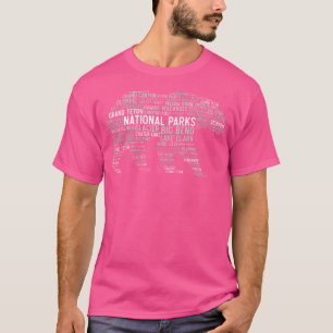 T-shirt Parcs nationaux Usa Liste Mot Cloud Ours Camping H