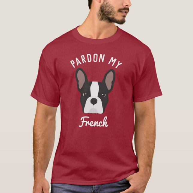 T-shirt Pardonnez mon chien français noir et blanc (Devant)