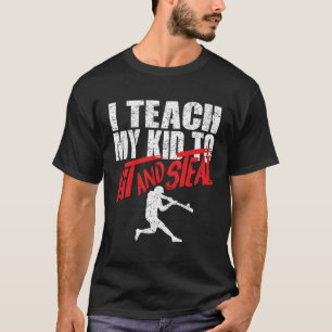 T-shirt Parent De Baseball Je M'Enseigne À Frapper Et Vole