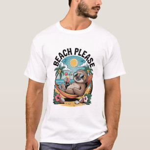 T-shirt Paresseux avec glace été plage s'il vous plaît
