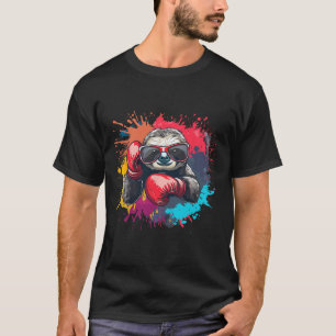 T-shirt Paresseux boxeur avec gants de boxe Kickboxing Drô