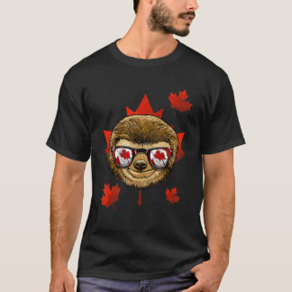 T-shirt Paresseux Canadien Feuille D'érable Drapeau Du Can