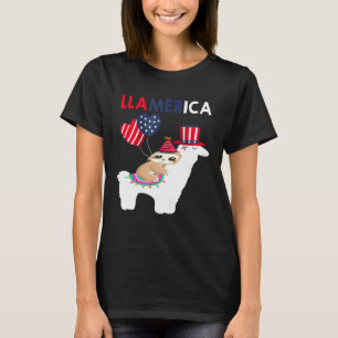 T-shirt Paresseux chevauchant un lama Drapeau américain Ll
