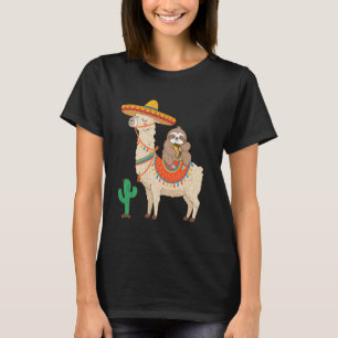 T-shirt Paresseux chevauchant une Llama Fiesta Chapeau Mex