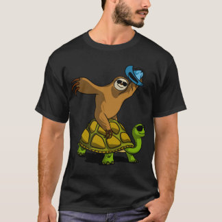 T-shirt Paresseux Cowboy chevauchanturtle vintage