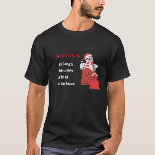 T-shirt Paresseux de Noël avec sac dans cheminée avec lumi