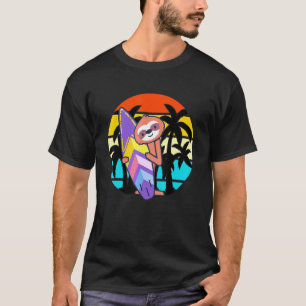 T-shirt Paresseux drôle Planche de surf Vacances à la plag