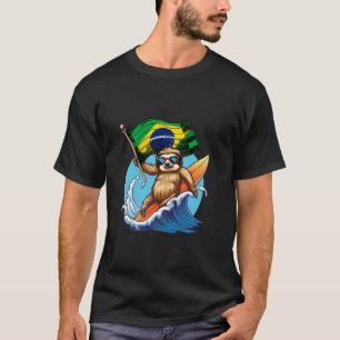 T-shirt Paresseux du drapeau du Brésil surfant la fierté b
