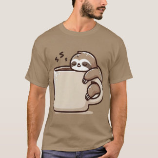 T-shirt Paresseux du matin – Suspendu au café