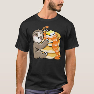 T-shirt Paresseux en Pyjama Aime Crêpes Mignon Petit Déjeu