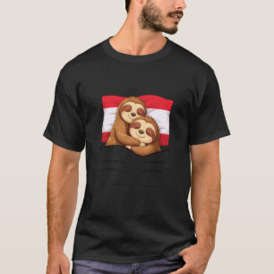 T-shirt Paresseux en pyjama avec drapeau autrichien dort