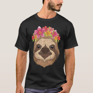 T-shirt Paresseux Fleur Animal Tropical Animal de Zoo Fleu