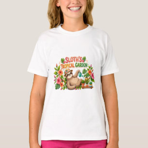 T-shirt Paresseux Mignon Arrosant des Plantes Jardin Tropi