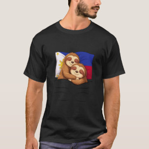 T-shirt Paresseux Pyjama Drapé du Drapeau Philippin Veillé