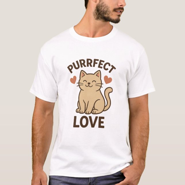 T-shirt Parfait Amour Design Chat | Cute Romantic Chat Art (Devant)