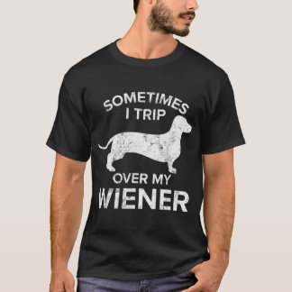 T-shirt Parfois Je Voyage Sur Mon Chemise Dog Wiener Dachs