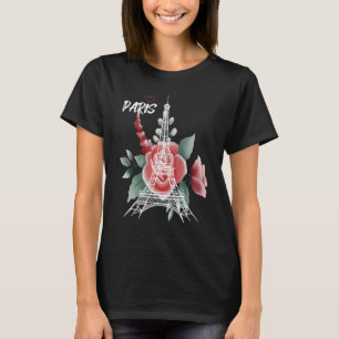 T-shirt Paris Amour Rose Tour Eiffel Souvenir France Fren