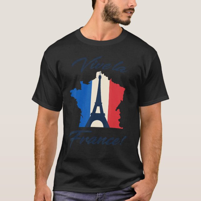 T-shirt Paris Drapeau Tour Eiffel Vive La Fr (Devant)