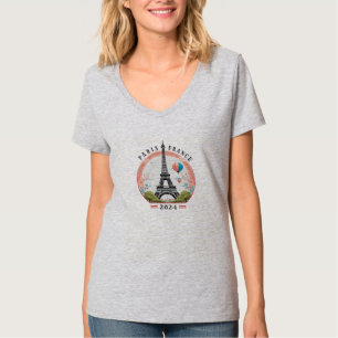 T-shirt Paris France 2024 Tee - shirts V-Neck femmes, Pari