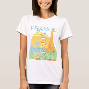 T-shirt Paris, France, Art du voyage, Preppy, Pastel, Bleu