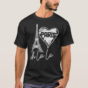T-shirt Paris France Oh La La Eiffel Tour Coeur Mignonne 1