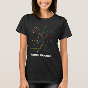 T-shirt Paris France Plan de train Métro Chemin de fer Hom