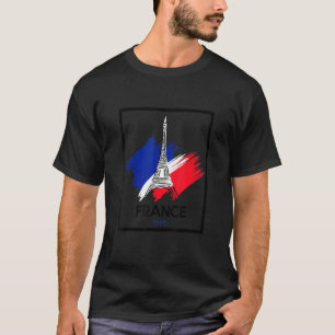 T-shirt Paris France & Tour Eiffel Illustration Dessin À L