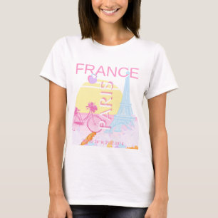 T-shirt Paris, France, Travel Art, Preppy, Bleu