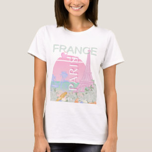 T-shirt Paris, France, Travel Art, Preppy, Pastel, Rose