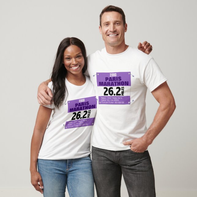 T-shirt Paris Marathon Runner, 26,2 Miles Personnalisé (Unisexe)