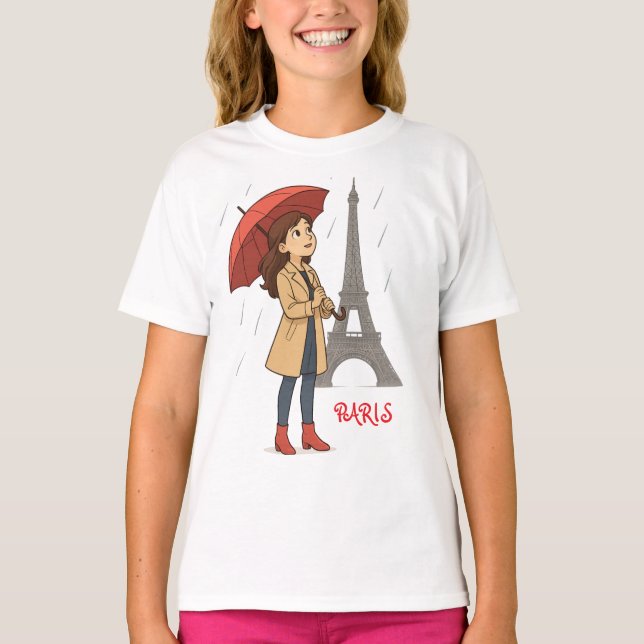 T-shirt Parisian Wonder" - Dziewczyna z parasolkima pod Wi (Devant)