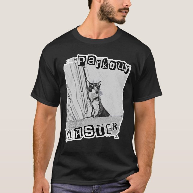 T-shirt  Parkour Master Funny Punk Kitty Design (Devant)