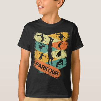 T-shirt Parkour rétro pour garçons Silhouette Vintage Ru l