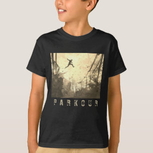 T-shirt Parkour Urban Free Runing Free Styling Art Sepia