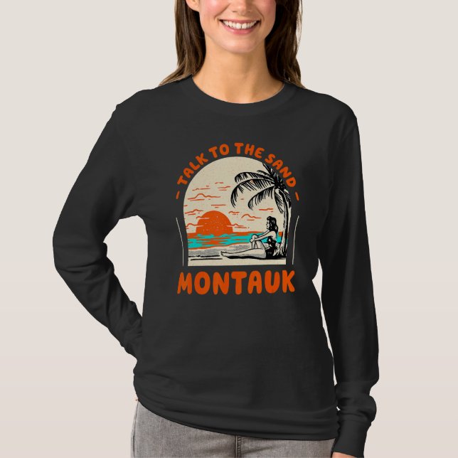 T-shirt Parlez Au Sand Montauk Beach New York Ocean Summ (Devant)