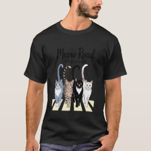 T-shirt Parodie Passage Piéton Chat Style de Route Meow Dr