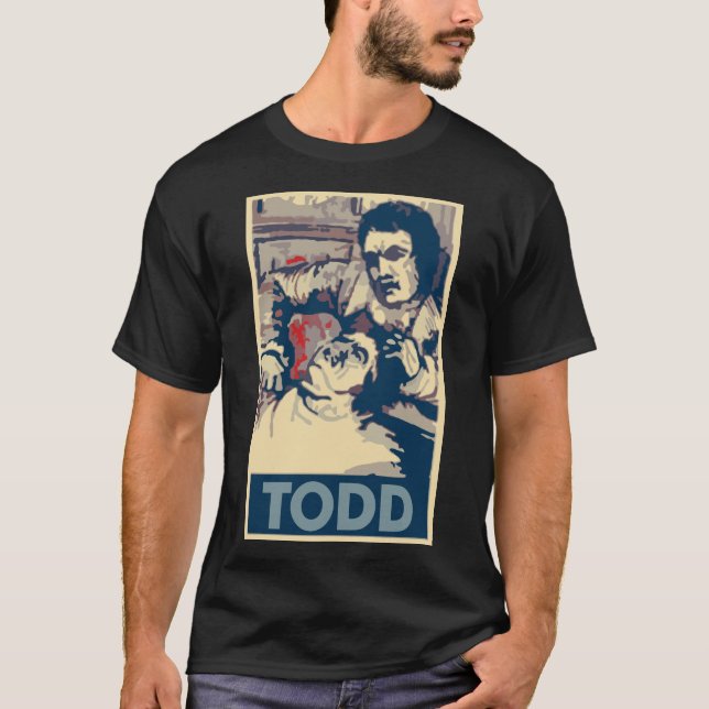 T-shirt Parodie politique d'affiche de Sweeney Todd (Devant)