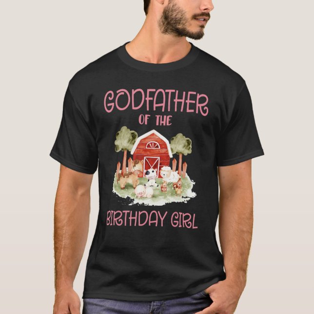 T-shirt Parrain de l'Anniversaire Pour Fille Barnyard Farm (Devant)