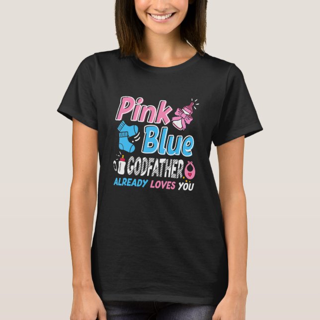 T-shirt Parrain Rose Ou Bleu Vous Aime Bébé Genre Revea (Devant)